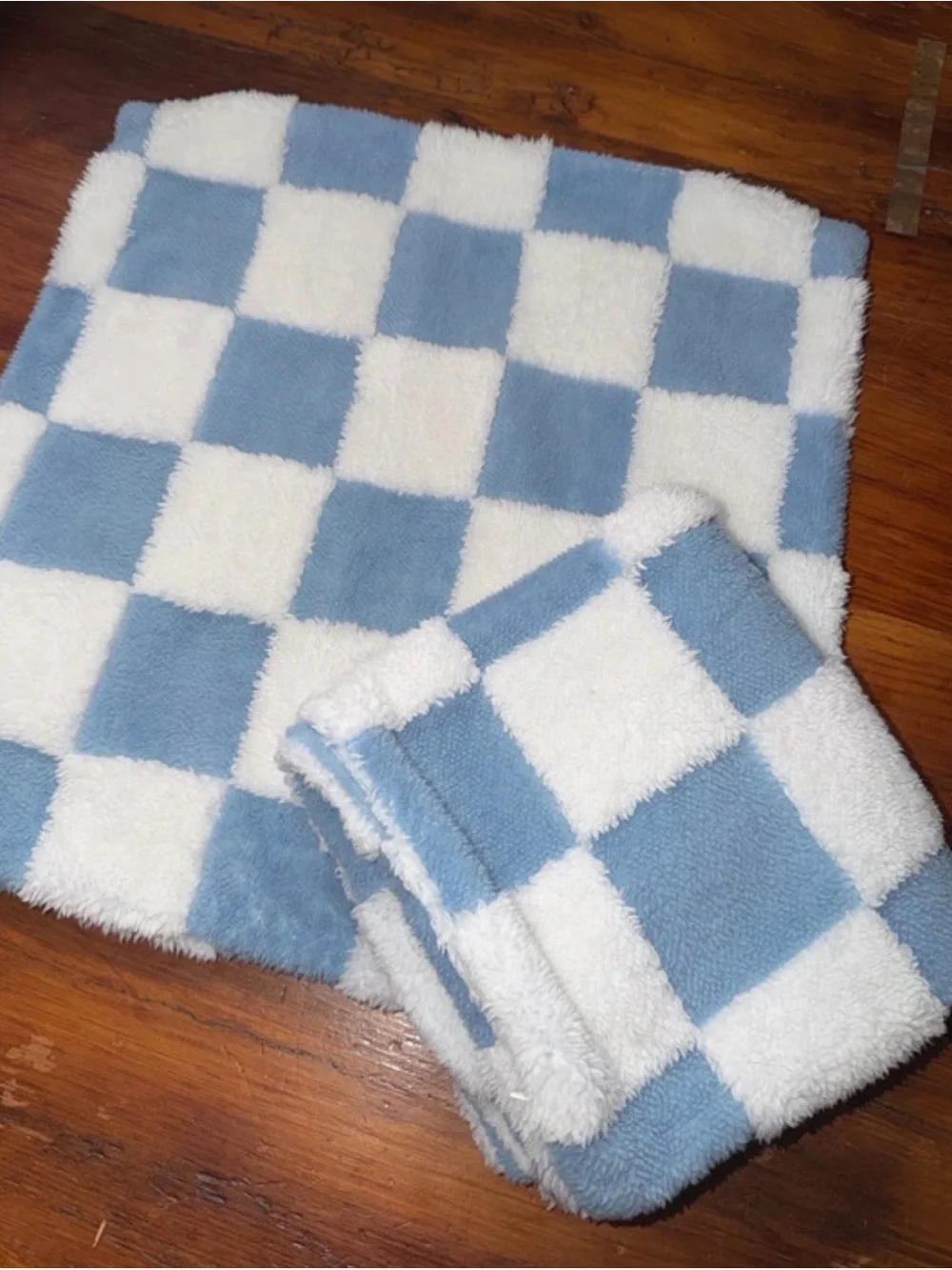 Blue and White Checker Plush pillow covers